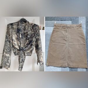 Elegant shirt blouse and corduroy Skirt